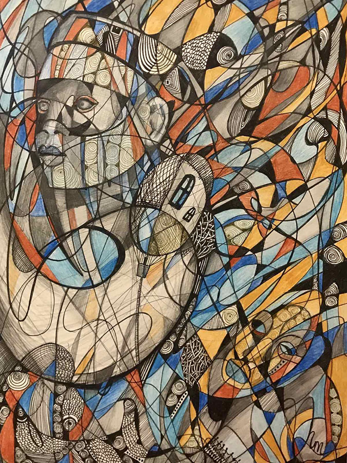 Художник Татьяна Гершгорина. Африка. 2022 год. Бумага, карандаш, гель