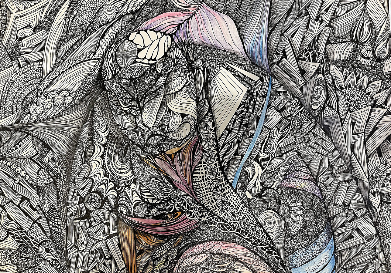 Художник Татьяна Гершгорина. Самурай. 2017 год. Бумага, карандаш, гель